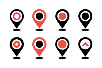 Location map pin pointer icon symbol design set gps