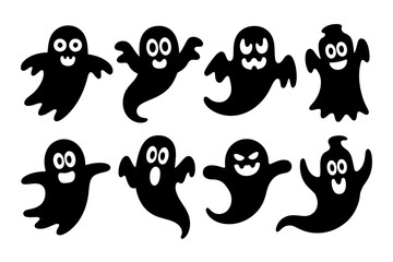 Cute halloween ghost silhouette vector illustration