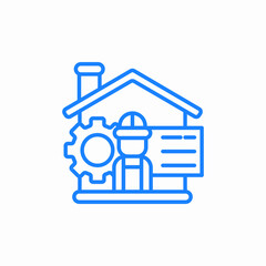 house with gear worker icon sign vector