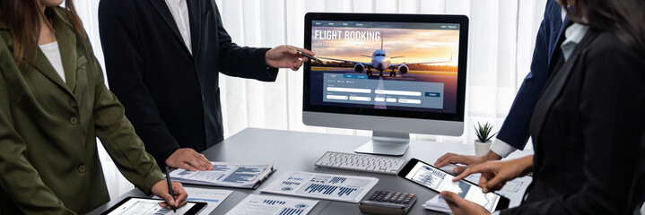 Online flight booking website provide brisk reservation system . Travel technology concept .