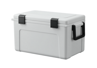 White plastic cooler box isolated on white background