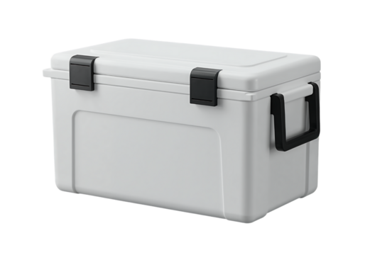 White plastic cooler box isolated on white background