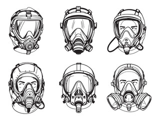 Oxygen mask line art icon minimalist healthcare symbol