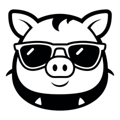 Cute Pigs Wearing Sunglasses - Fun Cartoon Vector Illustration