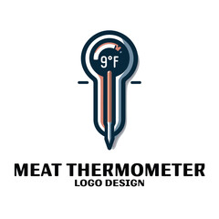 Meat Thermometer Vector Logo Design