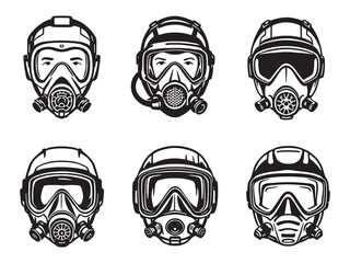 Oxygen mask line art icon vector illustration style