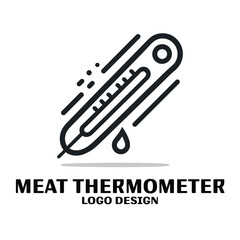 Meat Thermometer Vector Logo Design
