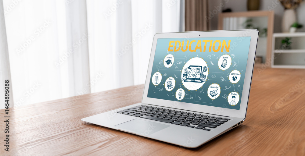 Poster e-learning website with sofware for student to study online on the internet network snugly