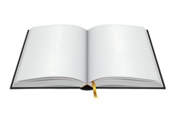 Open blank book with golden bookmark