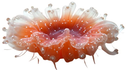 Orange and white sea anemone closeup underwater marine life vibrant coral reef texture