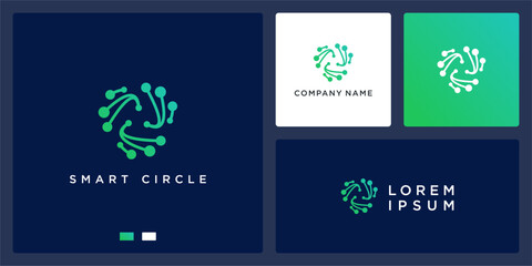 Naklejka premium Smart circle data tech logo