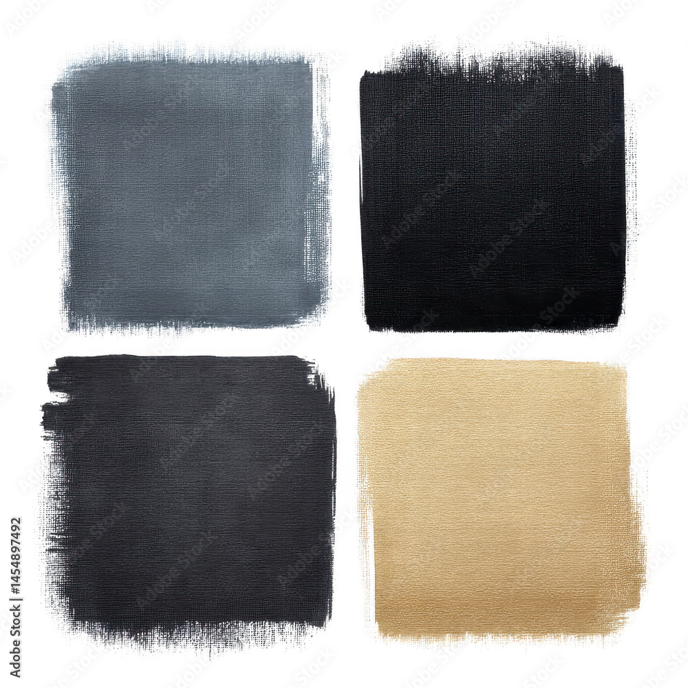 Poster four textured paint swatches in gray, black, and beige tones create modern, artistic display. each s