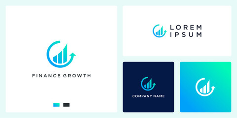 Finance growth logo with arrow and graph