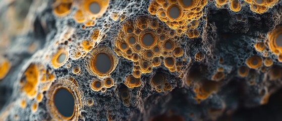 Textured rock surface with orange spots