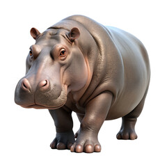 3d rendered hippo walking on white