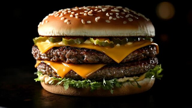 A tasty double cheese burger