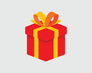 vector  Gift Flat On Whtie Background