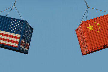 US and China trade war with containers