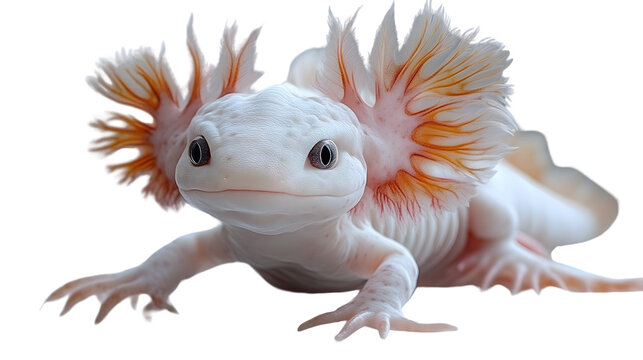 A unique amphibian with striking feathery appendages and large expressive eyes perfect for nat