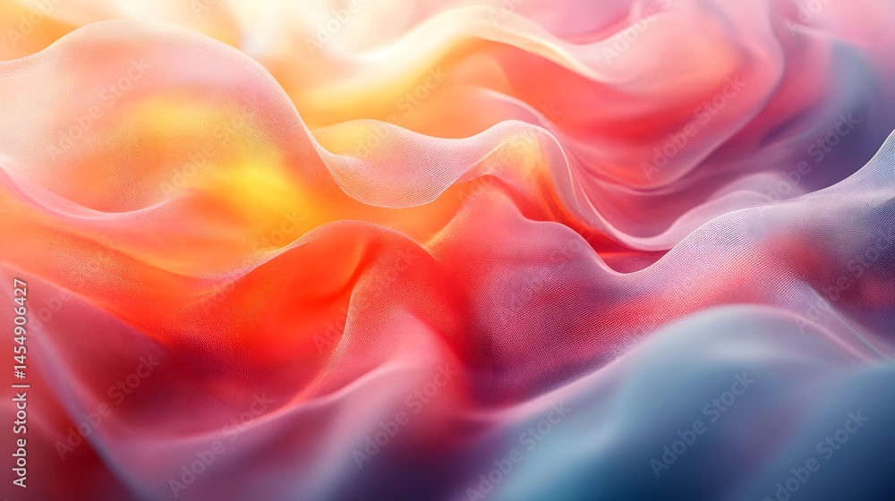 Poster vivid waves ripple through layered 3d glasslike structures and forms