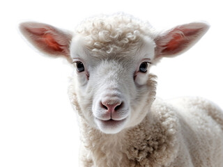 Obraz premium Adorable Fluffy Lamb Close-Up Portrait of a Young Sheep