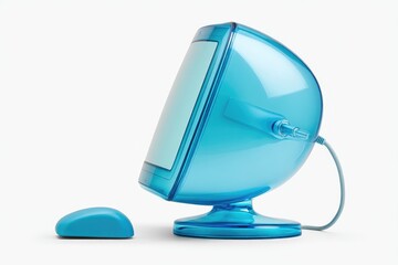 Vintage Imac Computer in Translucent Blue Highlighting Unique Design and Retro Technology From the Late 1990s