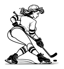 Obraz premium pin-up style hockey girl illustration