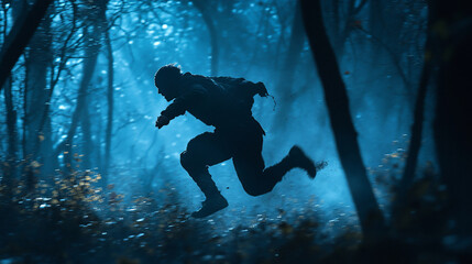 Silhouette jump forest