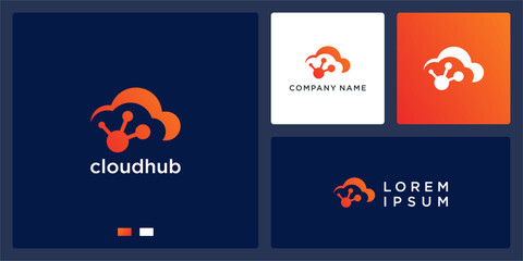 Cloud hub logo design template