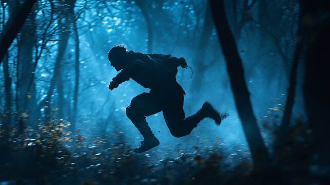 Silhouette jump forest