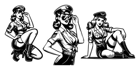 Police Pin‑Up Girls in Uniform – Law‑Enforcement Vector Collection