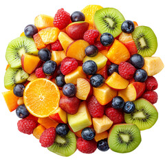 Luminous Fruit Salad Bowl Isolated on Transparent Background