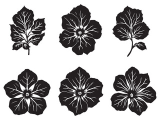 Petunia Leaf Detailed Line Art Vector for Design