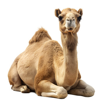 camel sitting on white background with no shadows