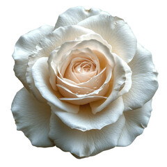 Delicate white rose blooms in natural light close-up photography. Isolated on transparent background, png.