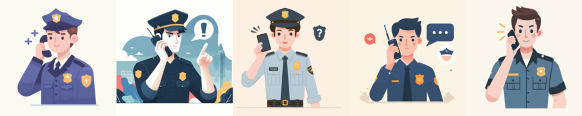 vector set of police calling