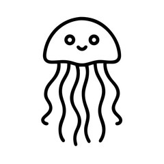 Cute jellyfish illustration with a friendly expression, icon, vector  