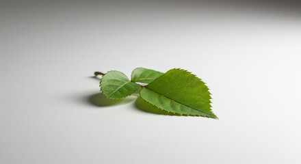 Green Leaf on White Surface