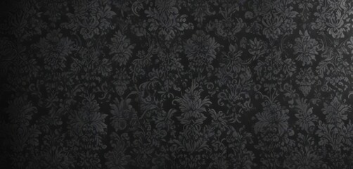 Intricate black damask floral pattern on dark grey  , intricate, stylish, dark