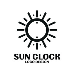 Sun Clock Vector Logo Design