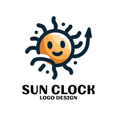 Sun Clock Vector Logo Design