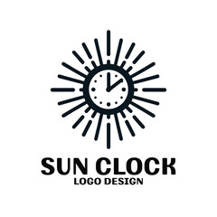 Sun Clock Vector Logo Design