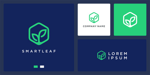 Smart leaf logo design template