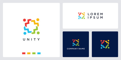 People unity logo design vector