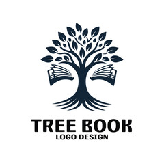 Tree Book Vector Logo Design