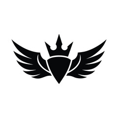 crown wings icon for tattoo vector art silhouette 