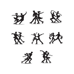 Obraz premium couple figure skating set of silhouettes isolated on white background