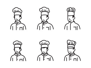 Private Chef Preparing Gourmet Meal in Kitchen Line Art