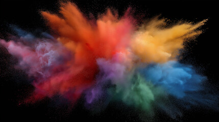 Colorful Powder Explosion on Black Background