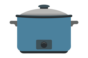 Simple illustration of a blue slow cooker with a gray lid